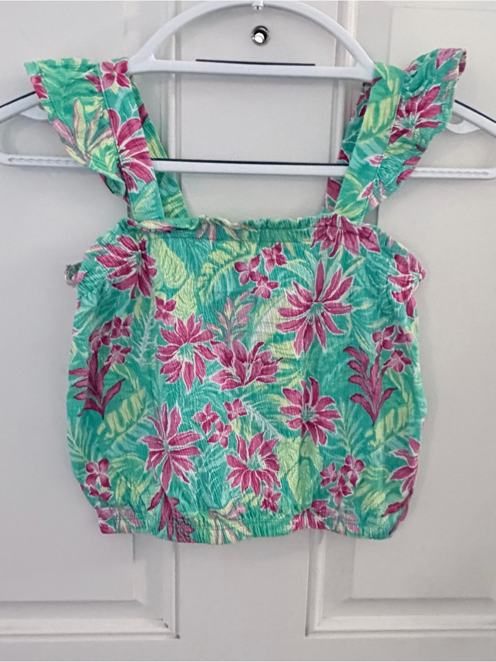 Tommy Bahama Tank Top L (10/12) | Tropical Floral Ruffle